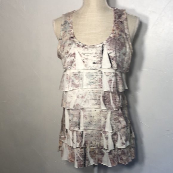 Cold water Creek Small 6-8  Ruffles all around Shirt Looks like Aspen Trees - Picture 2 of 9